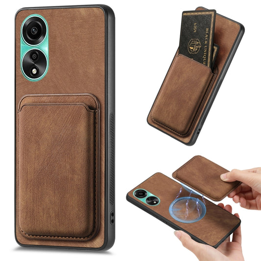 For OPPO A78 4G Retro Leather Card Bag Magnetic Phone Case(Brown) - OPPO Cases by buy2fix | Online Shopping UK | buy2fix