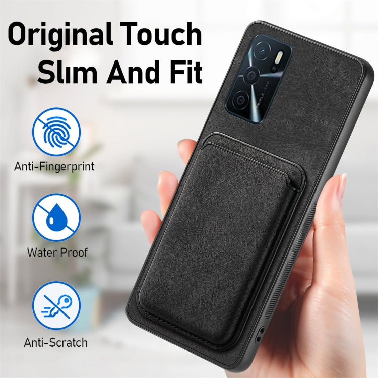 For OPPO A78 4G Retro Leather Card Bag Magnetic Phone Case(Black) - OPPO Cases by buy2fix | Online Shopping UK | buy2fix