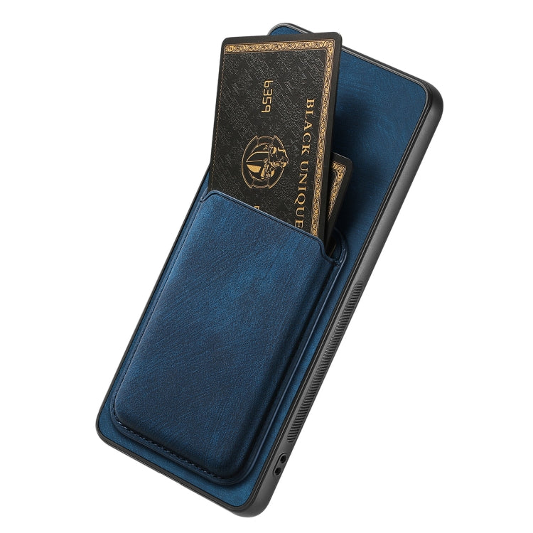 For OPPO Reno10 Pro+ Retro Leather Card Bag Magnetic Phone Case(Blue) - OPPO Cases by buy2fix | Online Shopping UK | buy2fix