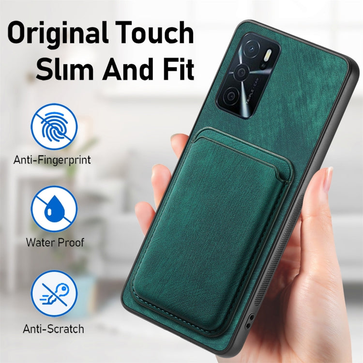 For OPPO Reno8 T 5G Retro Leather Card Bag Magnetic Phone Case(Green) - OPPO Cases by buy2fix | Online Shopping UK | buy2fix