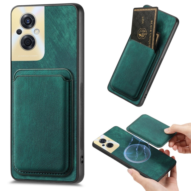 For OPPO Reno8 Z Retro Leather Card Bag Magnetic Phone Case(Green) - OPPO Cases by buy2fix | Online Shopping UK | buy2fix