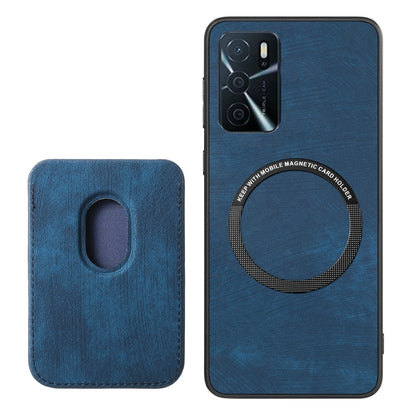 For OPPO A17 Retro Leather Card Bag Magnetic Phone Case(Blue) - OPPO Cases by buy2fix | Online Shopping UK | buy2fix