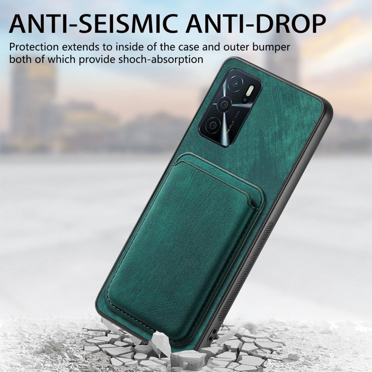 For OPPO Reno7 5G Retro Leather Card Bag Magnetic Phone Case(Green) - OPPO Cases by buy2fix | Online Shopping UK | buy2fix