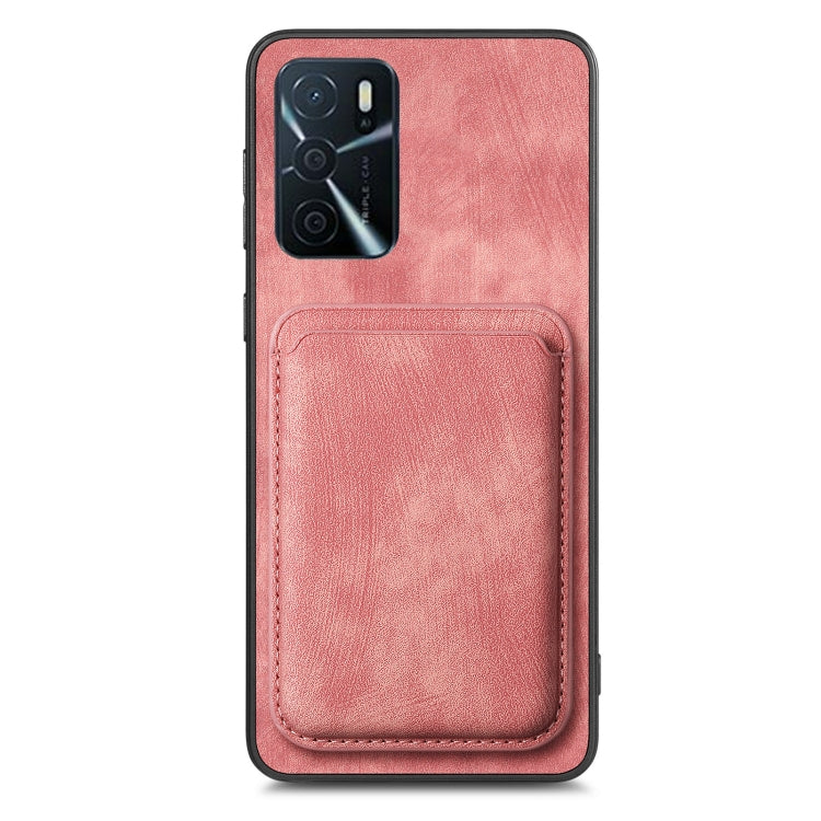 For OPPO A16 Retro Leather Card Bag Magnetic Phone Case(Pink) - OPPO Cases by buy2fix | Online Shopping UK | buy2fix