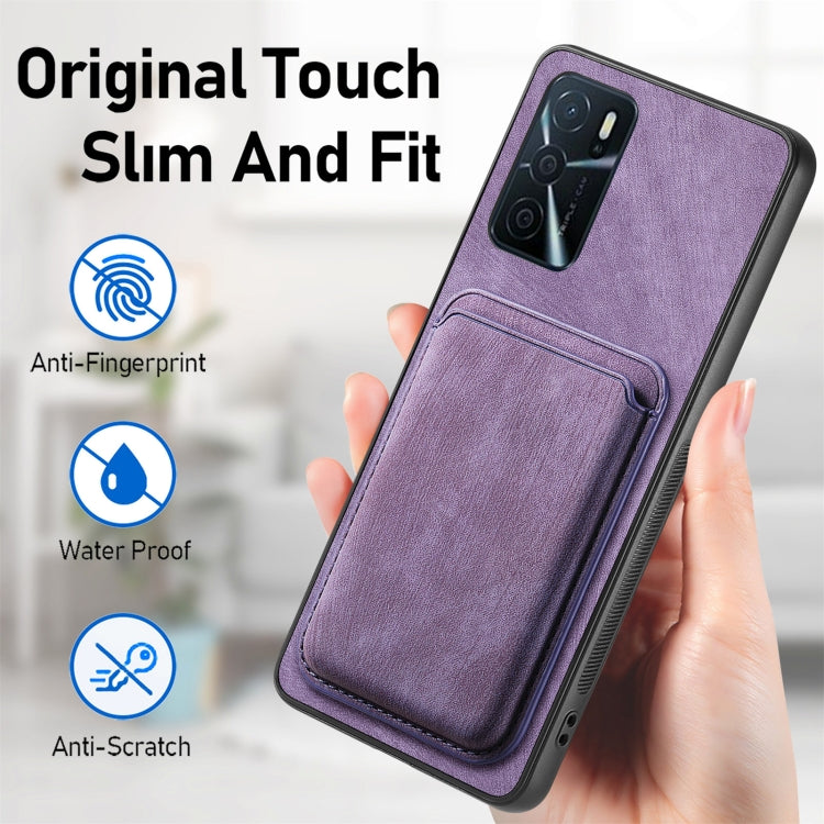 For OPPO Reno6 Pro+ Retro Leather Card Bag Magnetic Phone Case(Purple) - OPPO Cases by buy2fix | Online Shopping UK | buy2fix