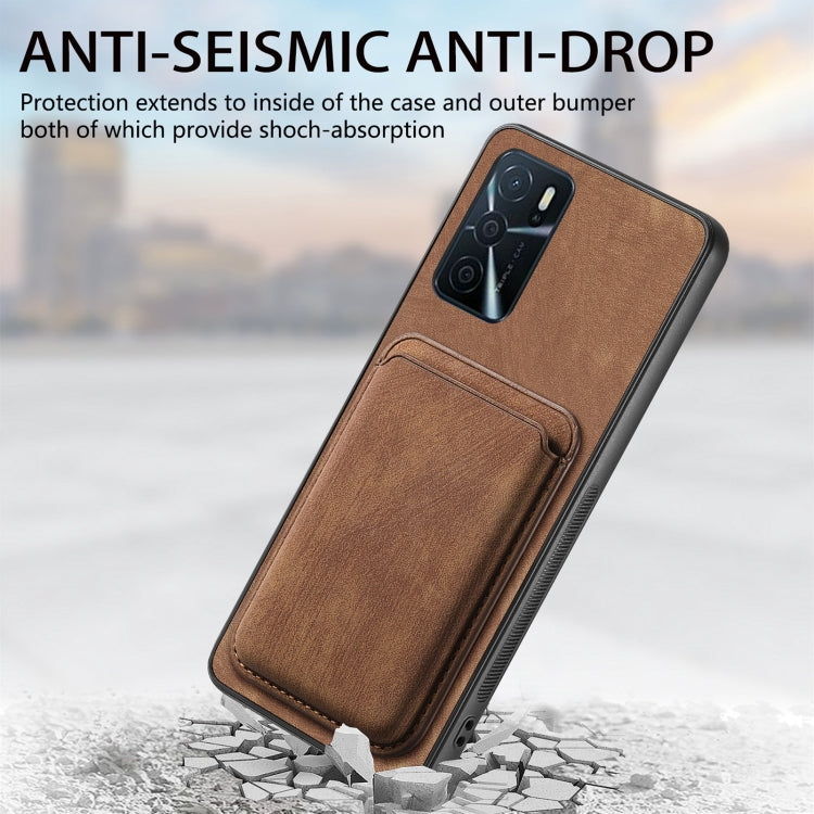 For OPPO A15 Retro Leather Card Bag Magnetic Phone Case(Brown) - OPPO Cases by buy2fix | Online Shopping UK | buy2fix