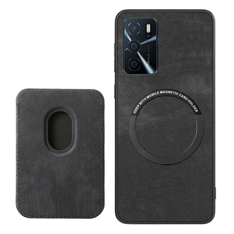 For OPPO A15 Retro Leather Card Bag Magnetic Phone Case(Black) - OPPO Cases by buy2fix | Online Shopping UK | buy2fix