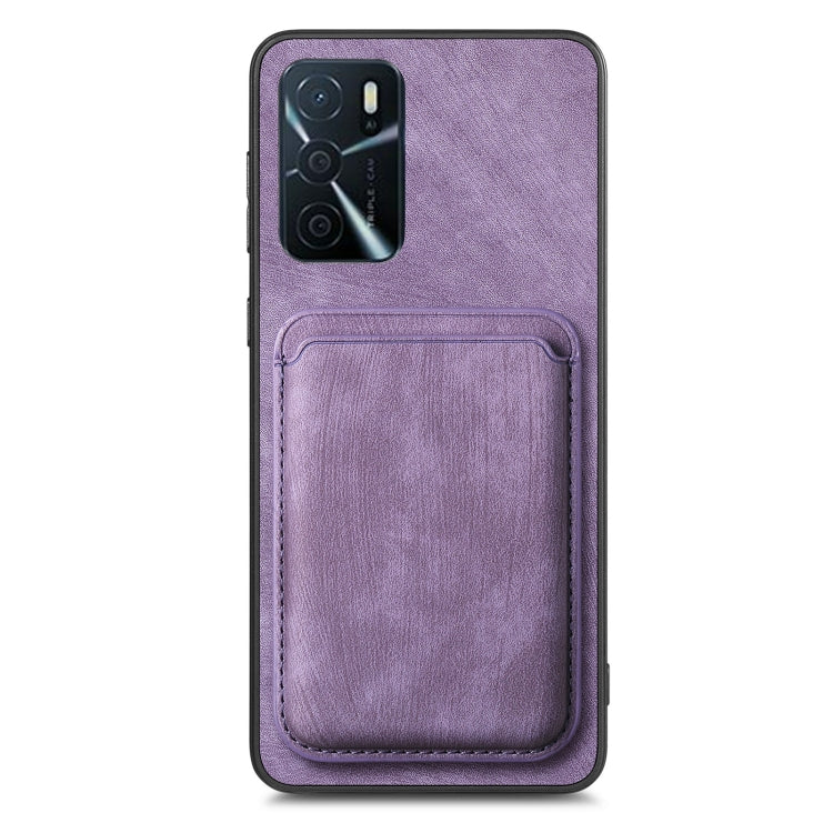 For OPPO A53 / A53S Retro Leather Card Bag Magnetic Phone Case(Purple) - OPPO Cases by buy2fix | Online Shopping UK | buy2fix