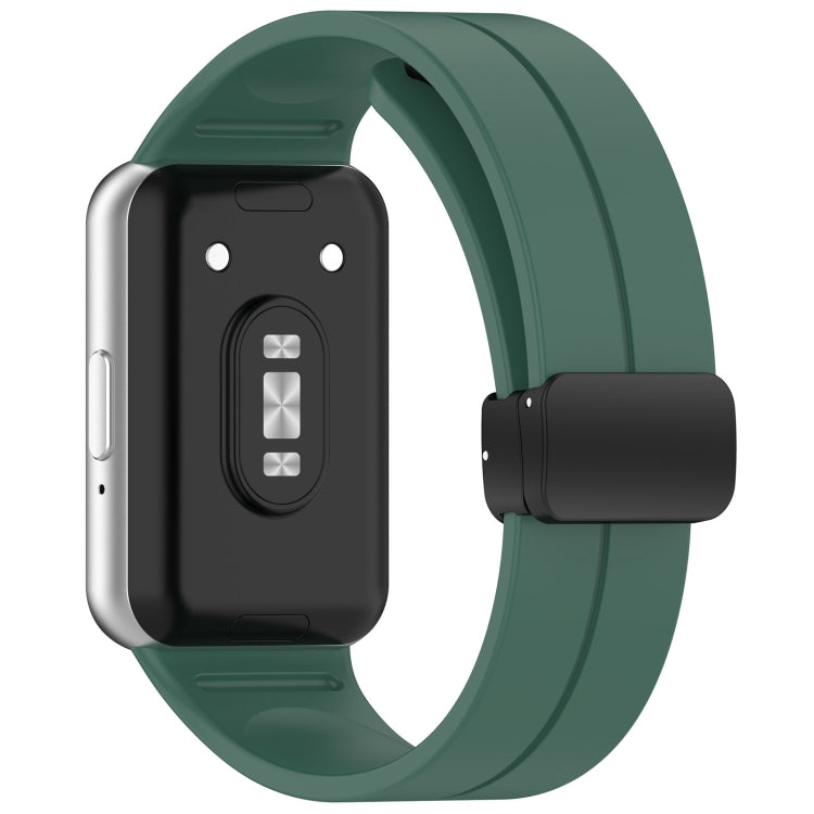 For Samsung Galaxy Fit 3 SM-R390 Magnetic Folding Buckle Silicone Watch Band(Dark Green) - Watch Bands by buy2fix | Online Shopping UK | buy2fix