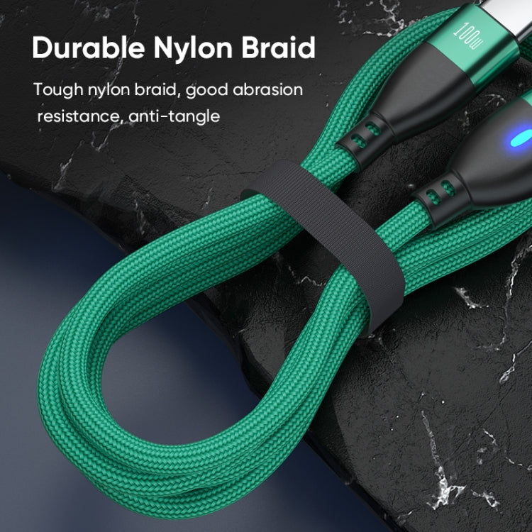 ENKAY 3 in 1 PD100W Type-C to Type-C / 8 Pin / Micro USB Magnetic Fast Charging Cable, Cable Length:1.8m(Green) - Charging Cable & Head by ENKAY | Online Shopping UK | buy2fix