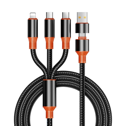 ENKAY 6-in-1 5A USB + Type-C to Type-C / 8 Pin / Micro USB Multifunction Fast Charging Cable, Length:1.2m(Black Orange) - Multifunction Cable by ENKAY | Online Shopping UK | buy2fix