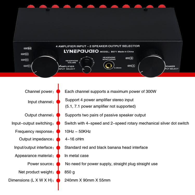 B071 4 Input 2 Output or 2 In 4 Out Power Amplifier Speaker Selector Switcher -  by buy2fix | Online Shopping UK | buy2fix