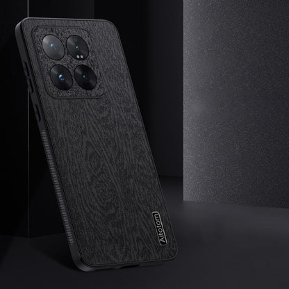 For Xiaomi 14 Pro Tree Bark Leather Shockproof Phone Case(Black) - 14 Pro Cases by buy2fix | Online Shopping UK | buy2fix