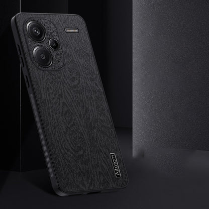 For Xiaomi Redmi Note 13 Pro+ Tree Bark Leather Shockproof Phone Case(Black) - Note 13 Pro+ Cases by buy2fix | Online Shopping UK | buy2fix