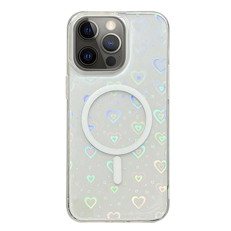 For iPhone 12 Pro Max Laser Love MagSafe TPU Phone Case(Transparent) - iPhone 12 Pro Max Cases by buy2fix | Online Shopping UK | buy2fix