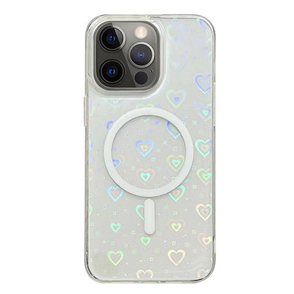 For iPhone 12 Pro Max Laser Love MagSafe TPU Phone Case(Transparent) - iPhone 12 Pro Max Cases by buy2fix | Online Shopping UK | buy2fix