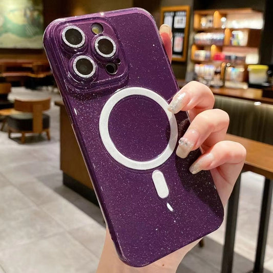 For iPhone 15 Pro Jelly Glitter Solid Color MagSafe TPU Phone Case(Night Purple) - iPhone 15 Pro Cases by buy2fix | Online Shopping UK | buy2fix