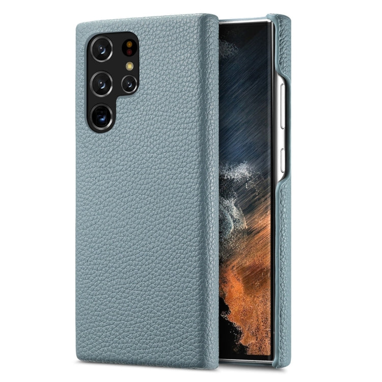 For Samsung Galaxy S22 Ultra 5G Litchi Oil Edge Leather Back Phone Case(Blue) - Galaxy S22 Ultra 5G Cases by buy2fix | Online Shopping UK | buy2fix