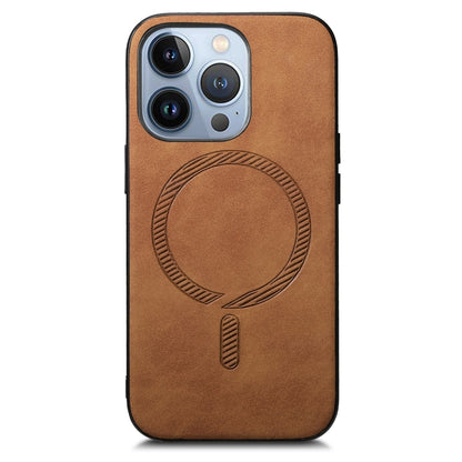 For iPhone 16 Pro Max Solid Color Retro Magsafe PU Back Cover Phone Case(Brown) - More iPhone Cases by buy2fix | Online Shopping UK | buy2fix