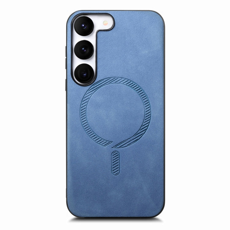 For Samsung Galaxy S23+ 5G Solid Color Retro Magsafe PU Back Cover Phone Case(Blue) - Galaxy S23+ 5G Cases by buy2fix | Online Shopping UK | buy2fix