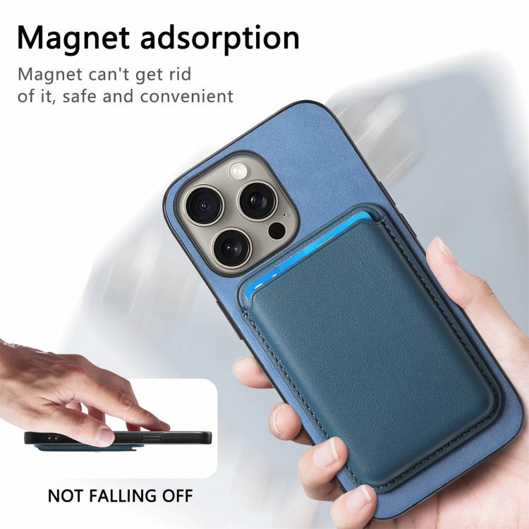 For iPhone 15 Pro Retro Magsafe Card Bag PU Back Cover Phone Case(Blue) - iPhone 15 Pro Cases by buy2fix | Online Shopping UK | buy2fix