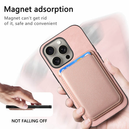 For iPhone 12 Pro Retro Magsafe Card Bag PU Back Cover Phone Case(Pink) - More iPhone Cases by buy2fix | Online Shopping UK | buy2fix