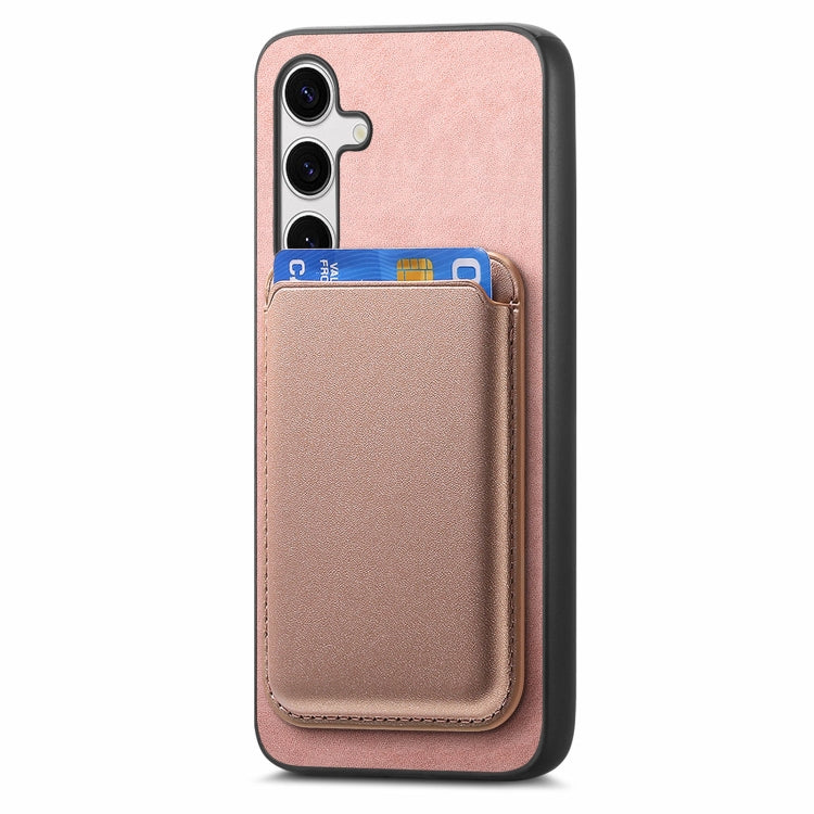 For Samsung Galaxy S25+ 5G Retro Magsafe Card Bag PU Back Cover Phone Case(Pink) - Galaxy S25+ 5G Cases by buy2fix | Online Shopping UK | buy2fix