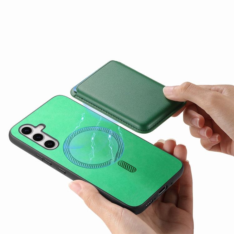 For Samsung Galaxy S25+ 5G Retro Magsafe Card Bag PU Back Cover Phone Case(Green) - Galaxy S25+ 5G Cases by buy2fix | Online Shopping UK | buy2fix