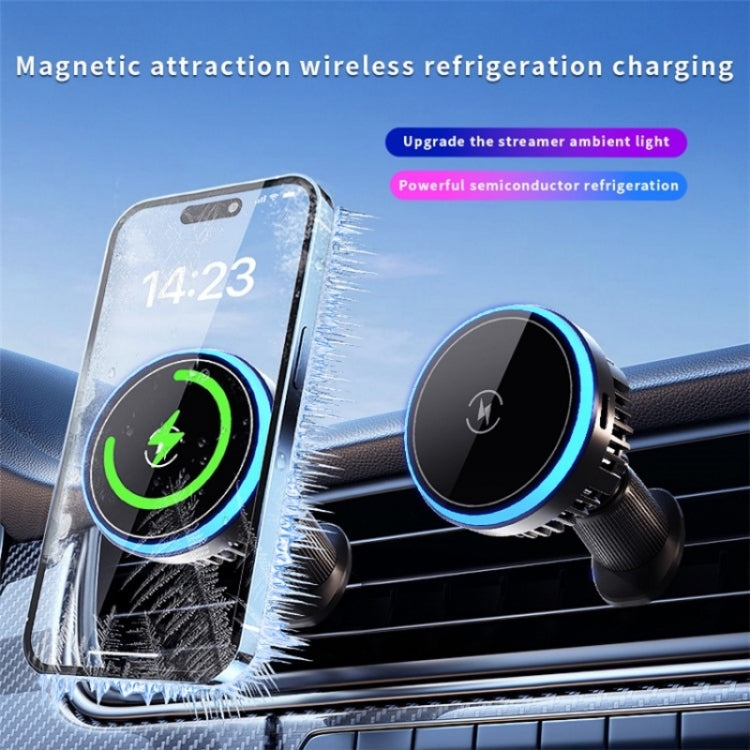 T1 With RGB Light Semiconductor Refrigeration Car Air Outlet Magnetic Wireless Charger - Wireless Charging Pads by buy2fix | Online Shopping UK | buy2fix