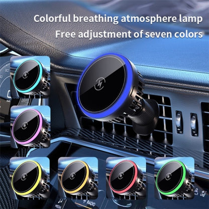 T2 Vehicle Air Vent Phone Charging Stand Magnetic Wireless Colorful Light Charger - Wireless Charging Pads by buy2fix | Online Shopping UK | buy2fix