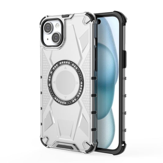 For iPhone 14 Plus MagSafe Armor Holder PC Hybrid TPU Phone Case(White) - iPhone 14 Plus Cases by buy2fix | Online Shopping UK | buy2fix