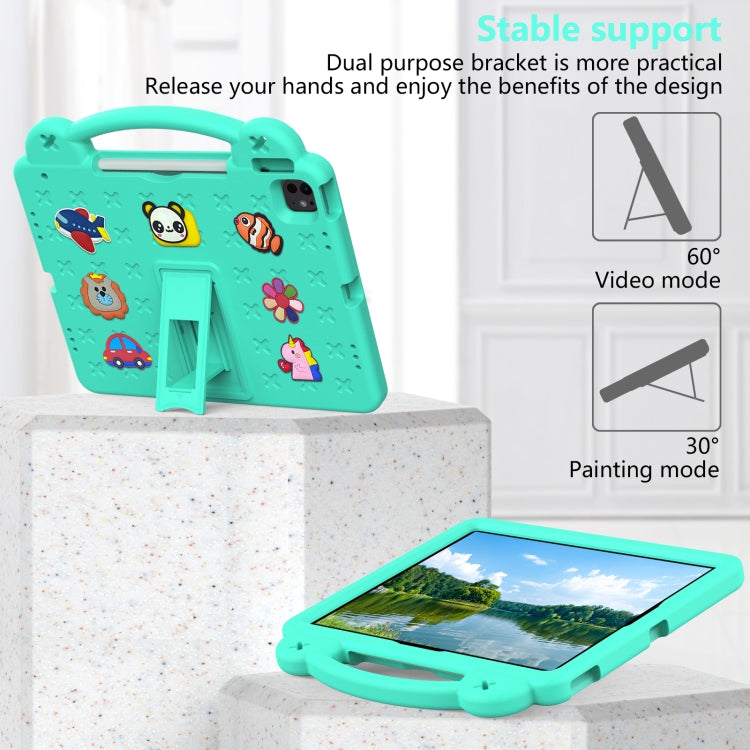 For iPad Pro 13 2024 Handle Kickstand Children EVA Shockproof Tablet Case(Mint Green) - iPad Pro 13 2024 Cases by buy2fix | Online Shopping UK | buy2fix