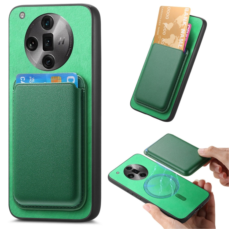 For OPPO Find X7 Ultra 5G Retro Magsafe Card Bag PU Back Cover Phone Case(Green) - Find X7 Ultra Cases by buy2fix | Online Shopping UK | buy2fix