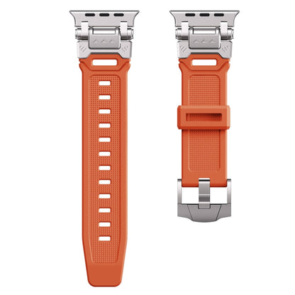 For Apple Watch Ultra 2 49mm Silicone Armor Mecha Head Watch Band(Orange) - Watch Bands by buy2fix | Online Shopping UK | buy2fix