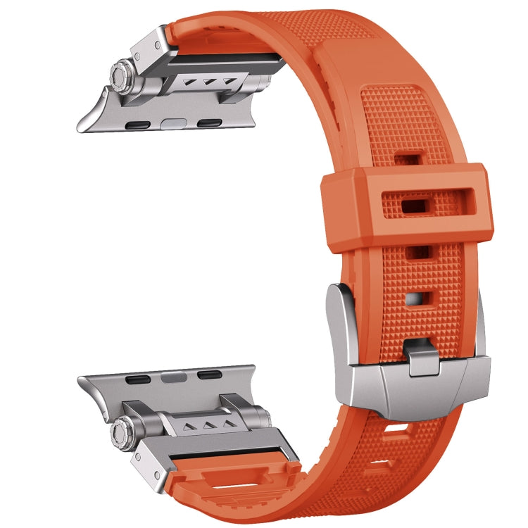 For Apple Watch Series 5 44mm Silicone Armor Mecha Head Watch Band(Orange) - Watch Bands by buy2fix | Online Shopping UK | buy2fix