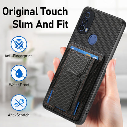 For Motorola Moto G Power 5G 2024 Carbon Fiber Fold Stand Elastic Card Bag Phone Case(Black) - Motorola Cases by buy2fix | Online Shopping UK | buy2fix