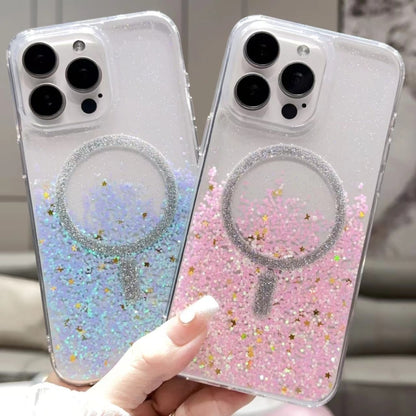 For iPhone 12 Gradient Glitter MagSafe PC Hybrid TPU Phone Case(Gradient Purple) - iPhone 12 / 12 Pro Cases by buy2fix | Online Shopping UK | buy2fix