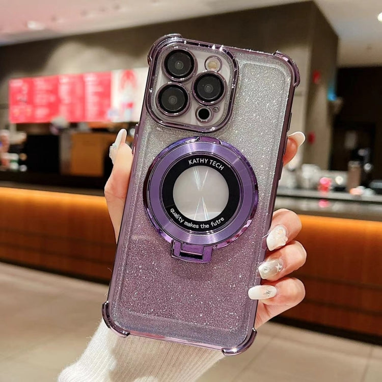 For iPhone 13 Pro Invisible Holder Gradient Glitter Magsafe Phone Case(Dark Night Purple) - iPhone 13 Pro Cases by buy2fix | Online Shopping UK | buy2fix