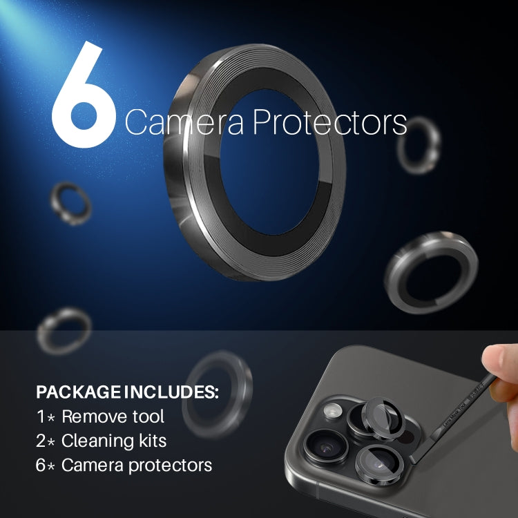 For iPhone 15 Pro / 15 Pro Max NORTHJO 2 Set 6pcs Camera Lens Protector Cover Metal Ring(Black) - iPhone 15 Pro Max Tempered Glass by NORTHJO | Online Shopping UK | buy2fix