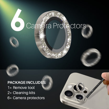 For iPhone 15 Pro / 15 Pro Max NORTHJO 2 Set 6pcs Camera Lens Protector Glitter Metal Ring Film(Natural) - iPhone 15 Pro Max Tempered Glass by NORTHJO | Online Shopping UK | buy2fix