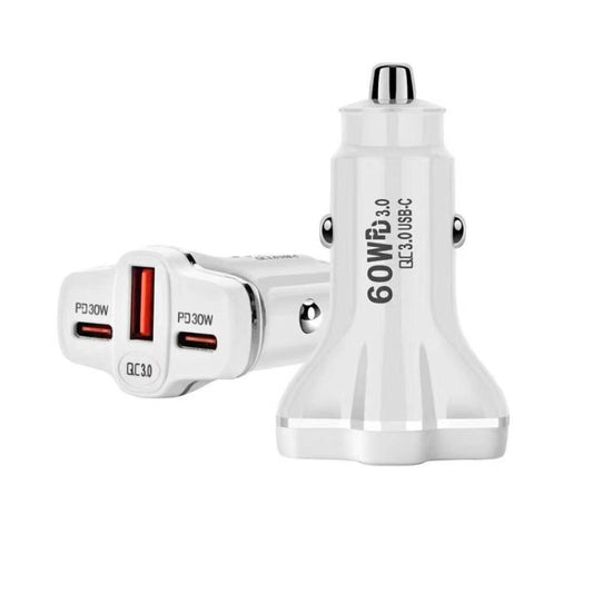 78W PD30W x 2 + QC3.0 USB Multi Port Car Charger(White) - Car Charger by buy2fix | Online Shopping UK | buy2fix