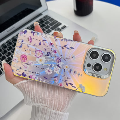 For iPhone 16 Pro Max Electroplating Laser Flower Texture TPU Phone Case(Rose AH15) - iPhone 16 Pro Max Cases by buy2fix | Online Shopping UK | buy2fix