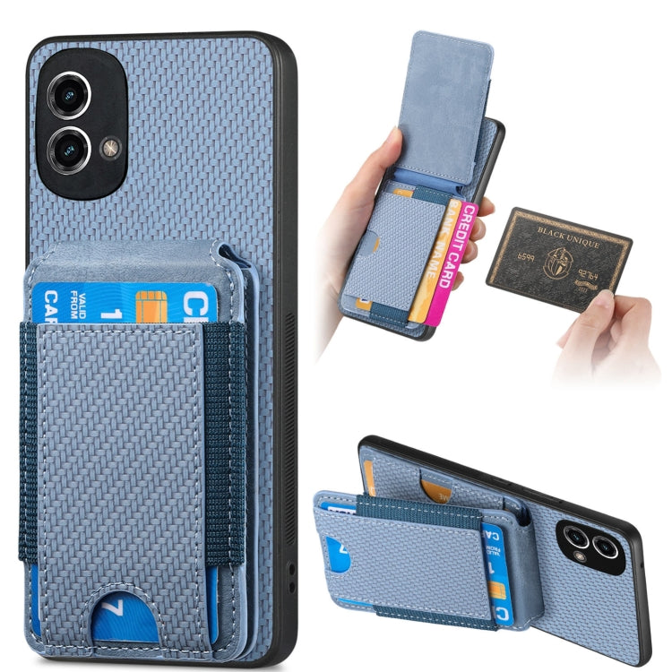 For Motorola Moto G Stylus 5G 2024 Carbon Fiber Vertical Flip Wallet Stand Phone Case(Blue) - Motorola Cases by buy2fix | Online Shopping UK | buy2fix
