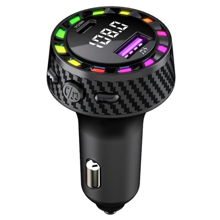 C55 With Breathing Light Bluetooth FM Transmitter USB+Type-C Car Fast Charger - Car Charger by buy2fix | Online Shopping UK | buy2fix