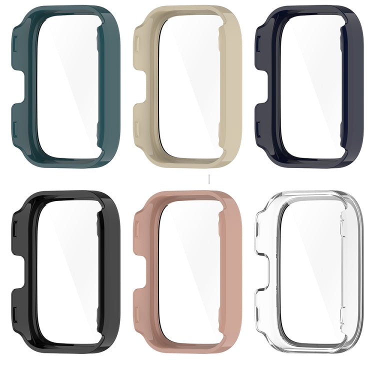 For Amazfit bip5 Unity PC + Tempered Glass Film Integrated Watch Protective Case(Ivory White) - Watch Cases by buy2fix | Online Shopping UK | buy2fix