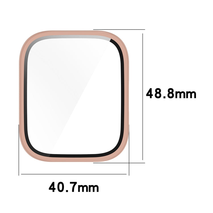 For Amazfit bip5 Unity PC + Tempered Glass Film Integrated Watch Protective Case(Sakura Pink) - Watch Cases by buy2fix | Online Shopping UK | buy2fix