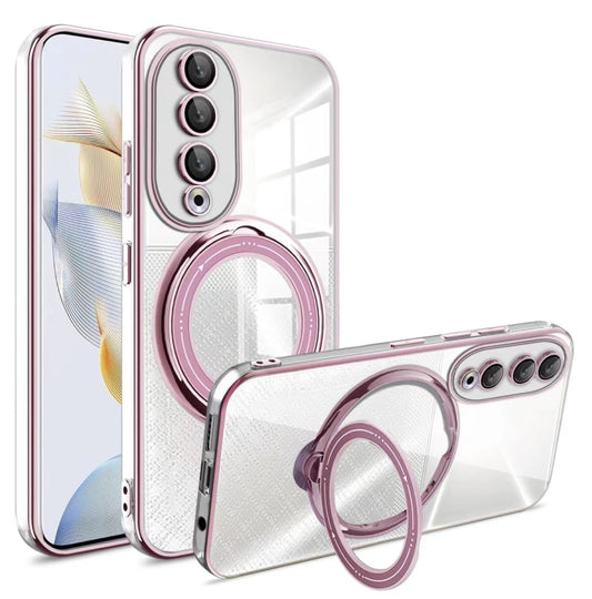 For Honor 90 Pro Rotation MagSafe Holder TPU Phone Case(Pink) - Honor Cases by buy2fix | Online Shopping UK | buy2fix