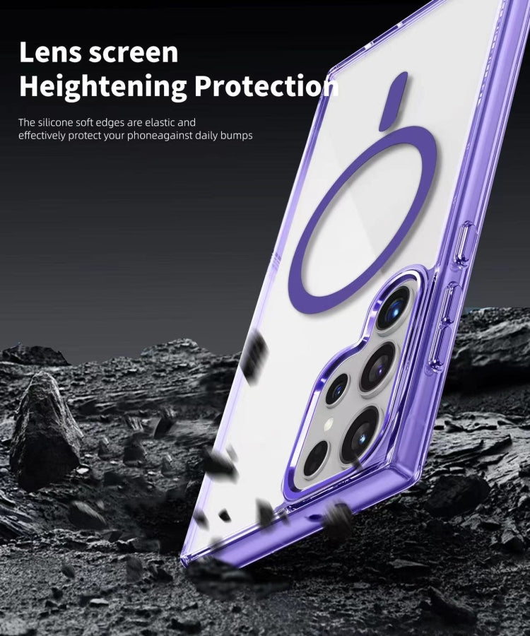 For Samsung Galaxy S23 Ultra 5G Ice Color Magnetic Series TPU Hybrid Acrylic Magsafe Phone Case(Transparent) - Galaxy S23 Ultra 5G Cases by buy2fix | Online Shopping UK | buy2fix