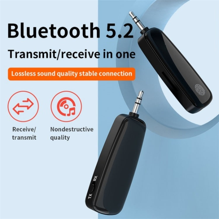 M03 Fingerprint Touch Stereo Aux Wireless Adapter Bluetooth 5.2 Audio Receiver Transmitter - Bluetooth Car Kits by buy2fix | Online Shopping UK | buy2fix