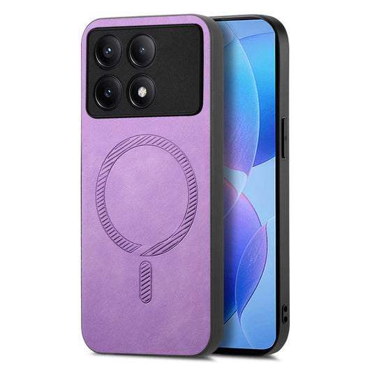 For Xiaomi Redmi K70 / K70 Pro 5G Solid Color Retro Magsafe PU Back Cover Phone Case(Purple) - K70 Pro Cases by buy2fix | Online Shopping UK | buy2fix